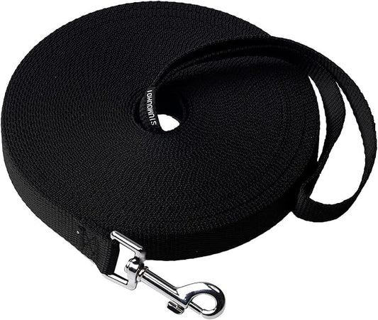 Dog/Puppy Obedience Recall Training Agility Lead - 15ft 20ft 30ft 40ft 50ft Training Leash - Great for Play, Camping, or Backyard - Black 40ft (40Feet, Black)