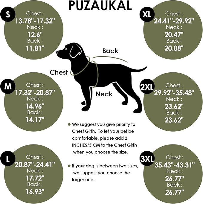 Dog Coat, Small Dog Jacket, Windproof Dogs Puffer Jacket, Fleece Lined Warm Dogs Winter Coat with Harness Hole (Army Green S)