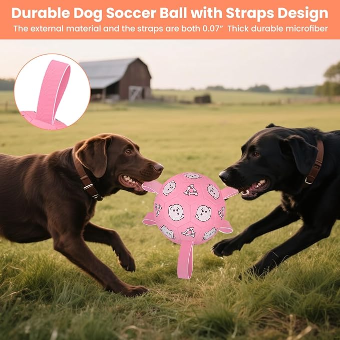 Dog Soccer Ball, Dog Toy Soccer Balls with Grab Tabs, Herding Ball for Dogs, Water Pool Dog Toys for Indoor/Outdoor Play – Great Dog Birthday Gift for Medium & Large Dogs, 8 Inch