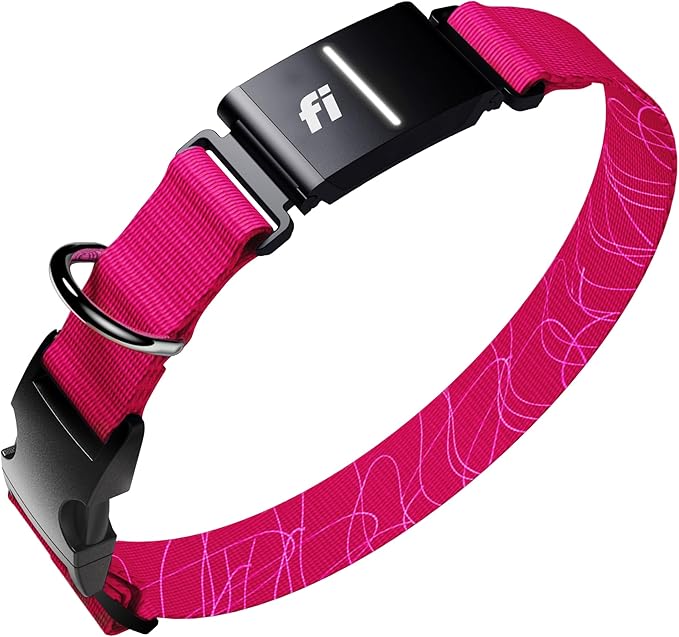New Fi Series 3+ Smart Dog Tracker Collar – AI GPS for Dogs, Health & Behavior Monitor, Virtual Fence, Escape Alerts, Waterproof, Apple Watch Compatible [12Mo Membership Included] (Pink, Medium)