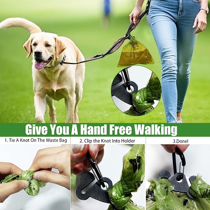 Dog Poop Bag Waste Bag Dispenser Dog Poop Bag Dispenser for Leash Accessory Dog Poop Bag Holders Fits Dog Leash with Hand Free Holder & Bag, No1680pjdz (Black&Purple&Pink, Black&Purple&Pink)