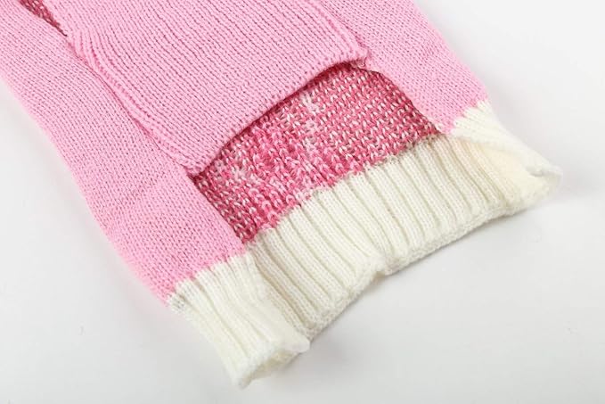 Pink Argyle Knit Dog Sweater for Girl Size Back Length 19" Girth 22-24"