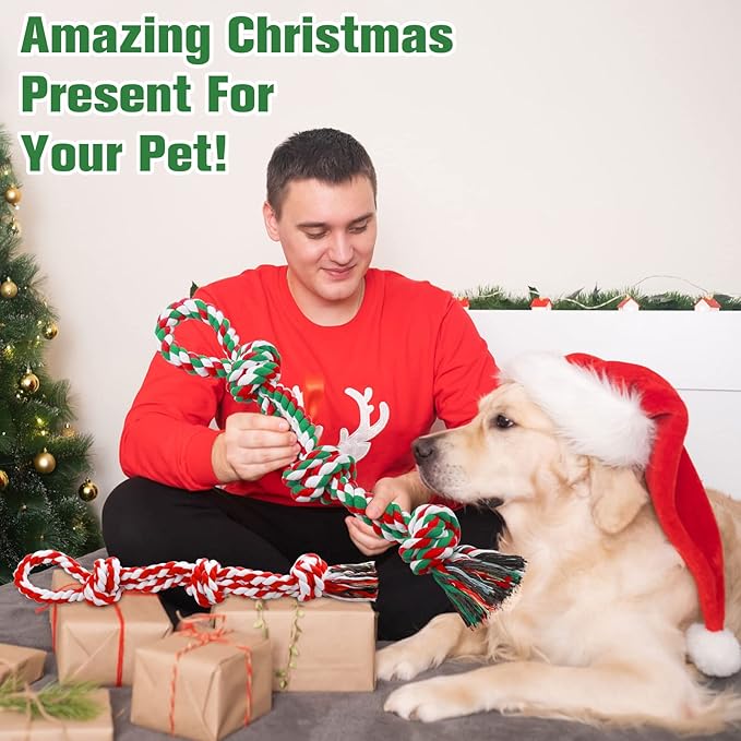 UPSKY Christmas Dog Rope Toys - Nearly Indestructible, Dental Cleaning, Aggressive Chewer Toys for Medium Large Breeds
