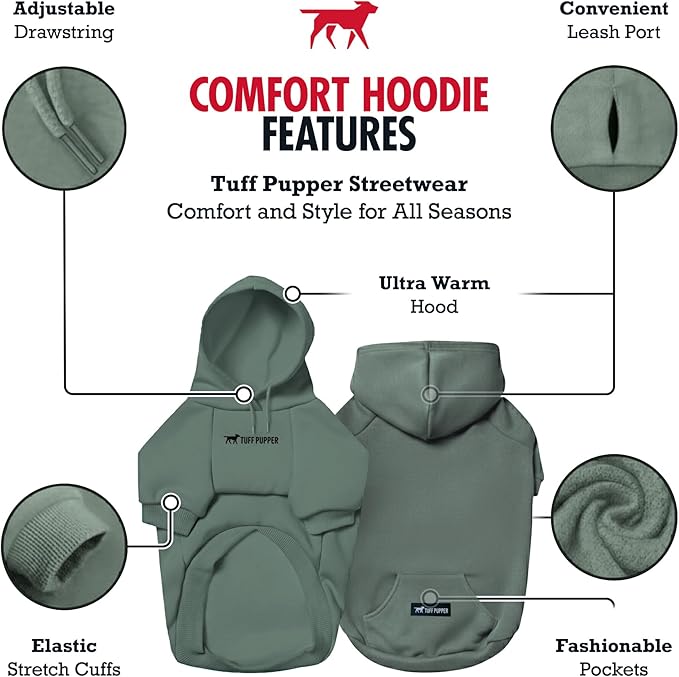 Tuff Pupper Dog Hoodie | Premium Quality 100% Organic Cotton | Ultra Soft Interior for Superior Comfort | Elastic Cuffs & Drawstring for Warmth | Stretch Fit Suitable for All Breeds (Teal, 3XL)