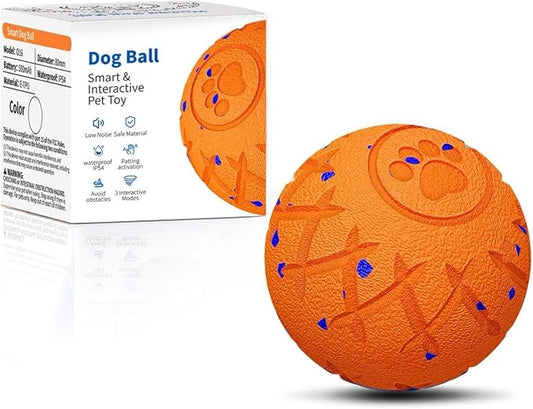 Smart Interactive Dog Toy, Automatic Moving, Bouncing and Stimulation, Silent Foam Material, IP54 Waterproof Rating, Active Rolling,Dog Ball for Medium and Large Dogs,Dog Birthday (Orange)