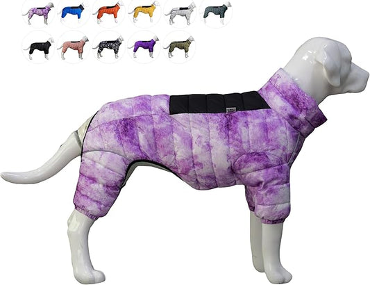 Micai Warm Dog Coat - 4 Legs Covered Waterproof Windproof Reflective Vest, Zippered Adjustable Outdoor Snow Jacket for Small Medium Large Dogs - Purple XXXL