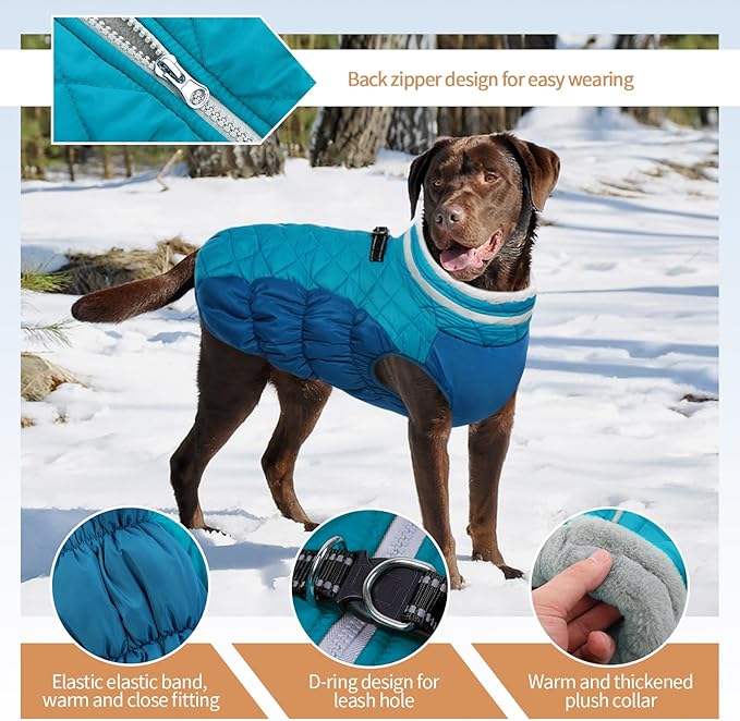 Dog Jackets for Large Dogs, Large Dog Winter Coat, Pet Cold Weather Coats, XXXL Pet Jacket with D-Ring, Waterproof Coat with Back Zipper,Snowsuit Labrador German Shepherd Doberman,XXXL