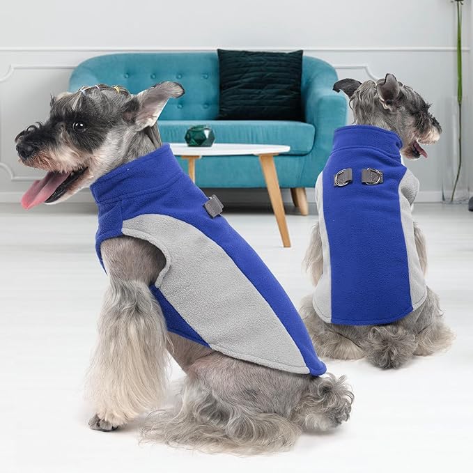 KOOLTAIL Small Dog Sweater - Dog Fleece Vest Jacket with Leash D-Ring for Small Medium Dogs, Soft Pullover Winter Warm Cold Weather Coats, Pet Fall Clothes Outfit for Puppy Cat Boys&Girls, Blue XS