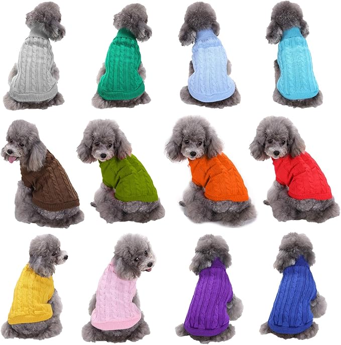 Dog Sweater for Small, Medium, Large Dogs - Warm Winter Classic Turtleneck Pet Clothes Coat for Girls Boys Puppy Cat - Cute Christmas Sweater