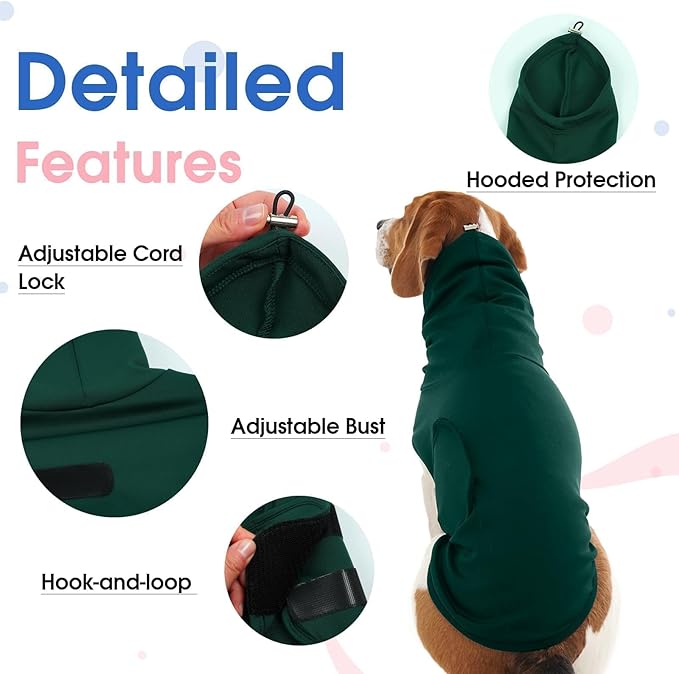 X-Small Dog Anti-Anxiety Vest for Fireworks,Soft Calming Vest | Adjustable Chest & Hood for Puppy,Anxiety Shirt for Noise,Sleeveless Lightweight for All-Seasons(DarkGreen)