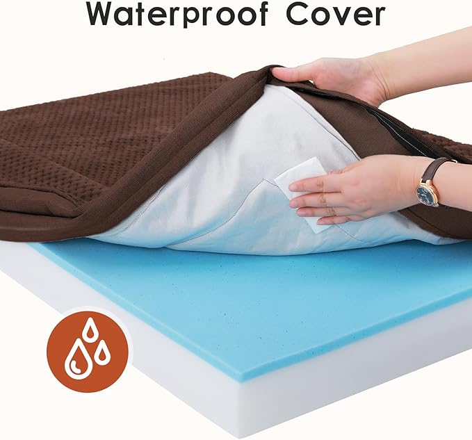 Orthopedic Dog Bed Medium Size Dog, Memory Foam Pet Bed for Small and Medium Dogs, Washable Removable Cover, Nonskid Bottom, Waterproof, 30x20x6 Inches, Brown Grey