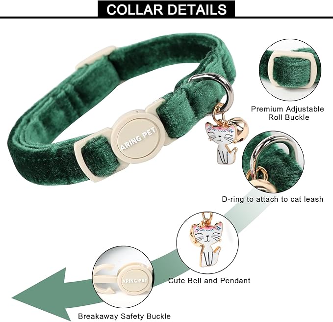 ARING PET 2 Pack Christmas Cat Collars-Cute Breakaway Cat Collar with Bell & Pendant, Adjustable Christmas Kitten Collars with Safety Buckle for Girl and Boy Cats