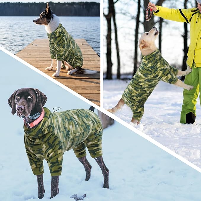 ROZKITCH Dog Jackets for Large Dogs Camo with Long Sleeve, Pet Windproof Warm Cold Weather Jacket Vest with Luminous Zipper, Jumpsuit Apparel Outfit Clothes for Small Medium Large Dog Camo XS
