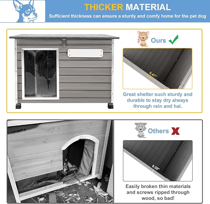 Dog House Outdoor Weatherproof Wooden Igloo Dog House with Raised Feet for Small Dogs Indoor & Outdoor, Dog Houses with Removable Floors, Waterproof House for Small Dogs Outside PET63