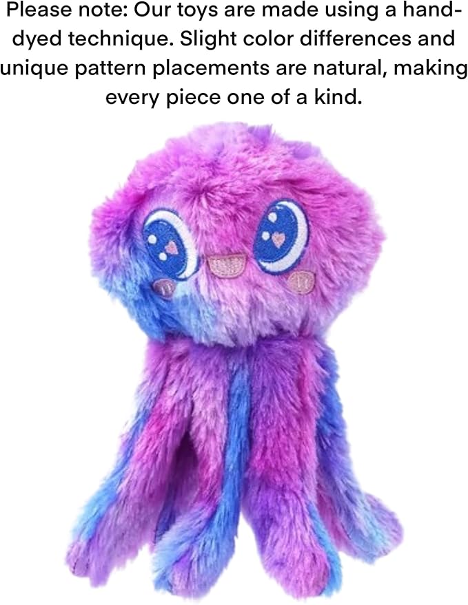 Clairooo Squeaky Dog Toys, Colorful Crinkle Octopus, Plush Dog Toys for Chewing, Interactive, Soft Fabric for Small, Medium & Large Dogs, Daily Companionship, Training Reward, (Yellow)