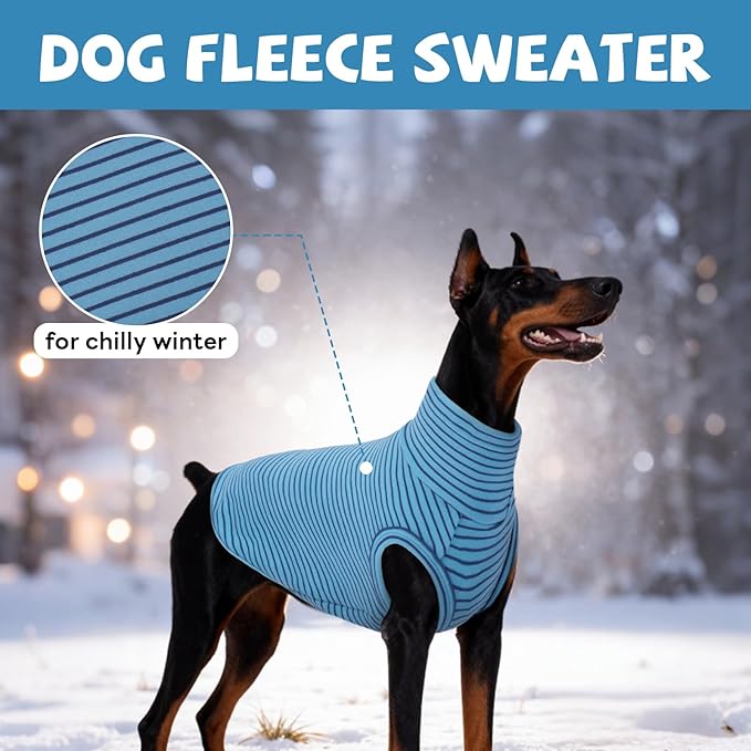 ROZKITCH Striped Dog Sweater,Cute Pet Shirt Stretchy Comfort Fit for Doberman, Rottweiler, Great Dane etc All-Day Wear BlueStripe 4XL