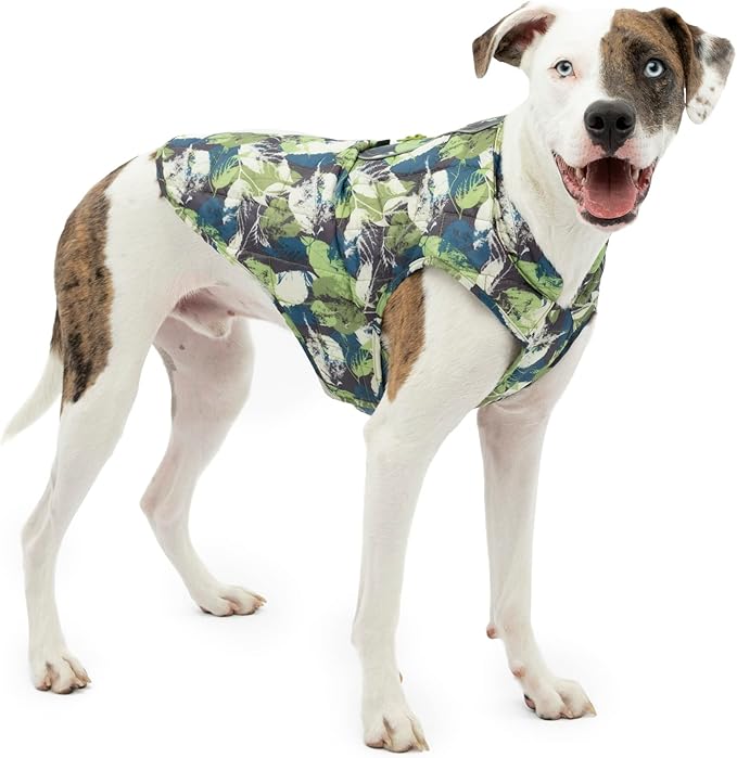 Kurgo Loft Dog Jacket - Reversible Cozy Coat for Outdoor Adventures - Water Resistant - Athletic Fit - Machine Washable Fabric - Reflective Dog Gear - X-Small - Pressed Leaf