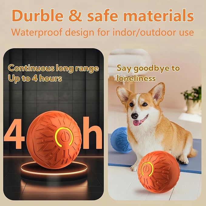 Interactive Dog Ball, Activated Automatic Rolling Ball for Dog, Self Moving Vibrating Smart Jumping Automatic Moving Bouncing and Rotating Balls for Pets (Blue)