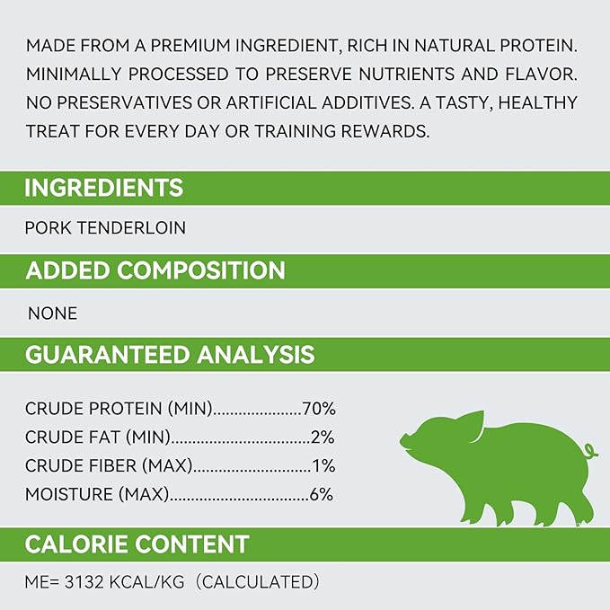 OPET Freeze Dried Pork Treats for Cats & Dogs，Single Ingredient Grain Free High Protein Pet Food，Healthy Training Sliced Fillets Snacks ，(Pork, 5.92 Ounce)