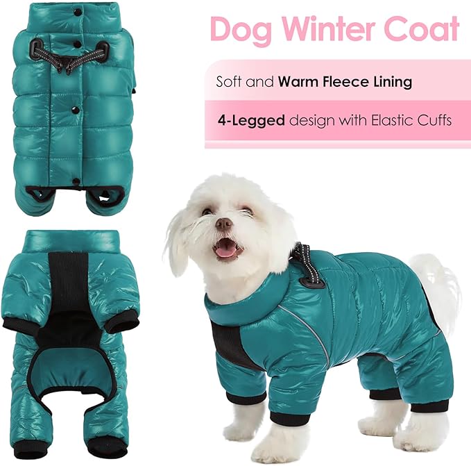 AOFITEE Dog Coat, Waterproof Dog Winter Jacket, Warm Fullbody Dogs Snowsuit, Winter Coat for Small Dogs, Zip Up Pet Puffer Jacket Fleece Vest, Outdoor Reflective Cold Weather Pet Coats, L