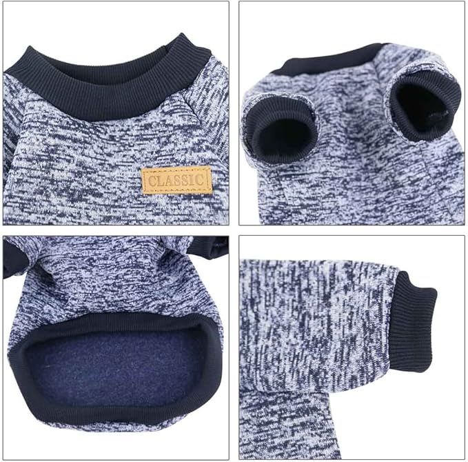 Idepet Pet Dog Classic Knitwear Sweater Fleece Coat Thickening Warm Pup Dogs Shirt Winter Pet Dog Clothes Puppy Customes Clothing for Small Medium Dogs (XXS, Navy)