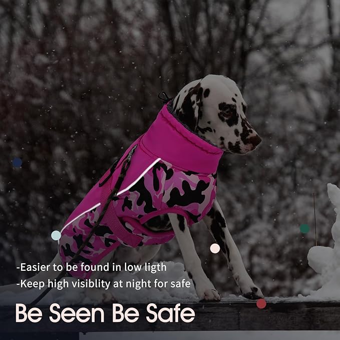IECOii Extra Warm Dog Coat - Reflective Adjustable Jacket With Buckle Fleece Turtleneck for Cold Weather - Soft Winter Coat for Small Medium Extra Large Dogs