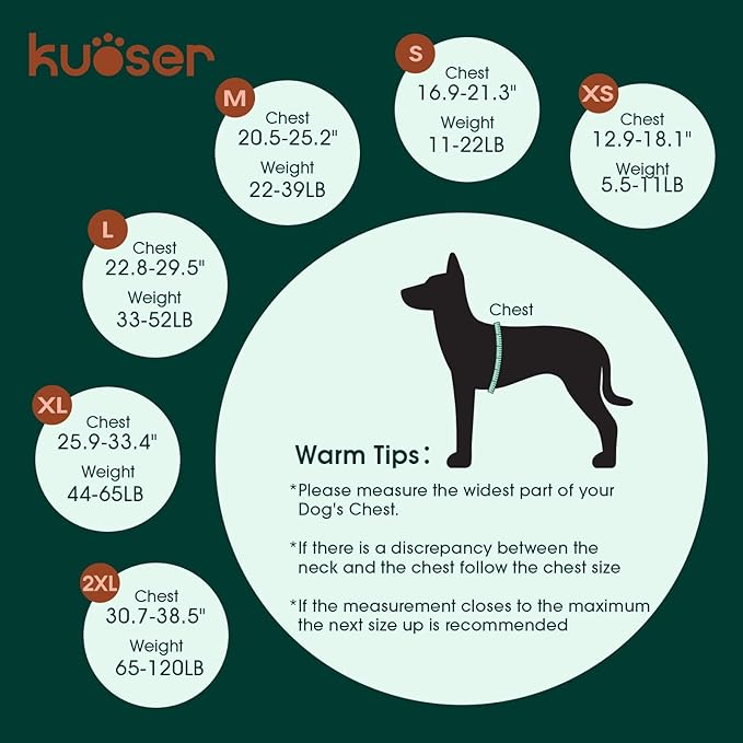 Kuoser Medium Dog Swim Vests - Reflective Life Jackets for Beach & Boating, Green