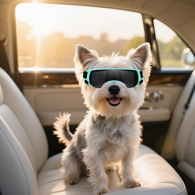 Namsan Dog Goggles Small Breeds, UV Protection Dog Glasses for Small Dogs, Puppy Sunglases Windproof Dustproof Driving Eye Protection, Adjustable, Cute Blue
