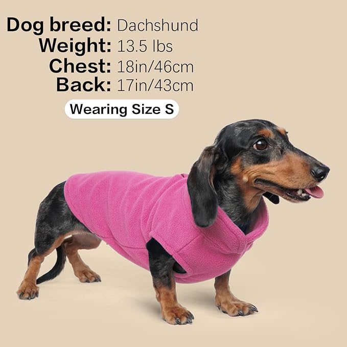 FUAMEY Dog Fleece Vest for Small Dogs,Warm Stretchy Dog Sweatshirts Pullover with Leash Hole Dogs Sweater Soft Pet Turtleneck Cozy Pet Vest Lightweight Sleeveless Pink XS