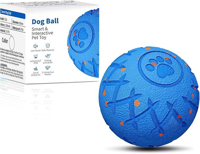 Interactive Dog Ball, Automatic Moving, Bouncing and Rotating, E-TPU Silent Foam Material, IP54 Waterproof Rating, Smart Active Rolling, Stimulation Toys for Medium and Large Dogs to Keep Them Busy