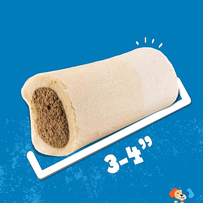 Jack&Pup 3-4" Filled Dog Bones for Small and Large Dogs, Flavored Dog Bones Long Lasting, Stuffed Shin Bone for Dogs, High Protein, Bacon and Cheese Flavor - 1 Pack