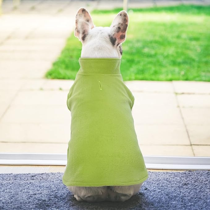 FUAMEY Dog Fleece Vest for Medium Dogs,Warm Stretchy Dog Sweatshirts Pullover with Leash Hole Dogs Sweater Soft Pet Turtleneck Cozy Pet Vest Lightweight Sleeveless Green M