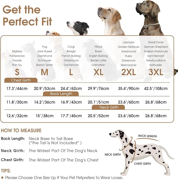 Queenmore Dog Jackets for Large Dogs, Dog Coat with Harness Built-in, Thick Fleece Lining Waterproof Jacket for Large Breeds, Back Zipper Pet Winter Jacket for Retriever, Labrador, Brown XL