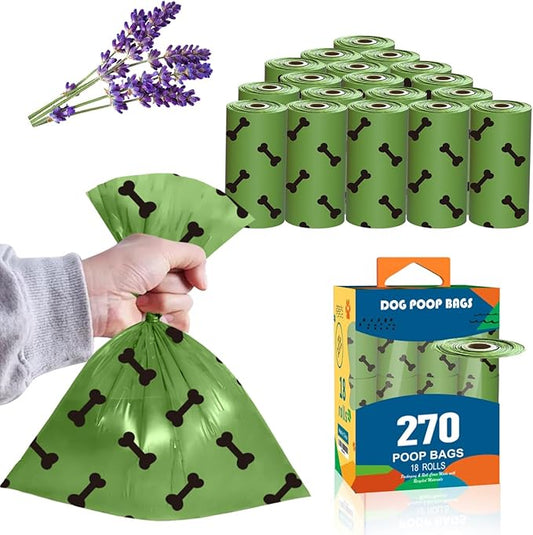 Strong Green Leak Proof Waste Bag for Dogs with Holder-270 Large Poop Bags,Biodegradable Dog Poo Bags with Corn Starch Blended Compostable Bag