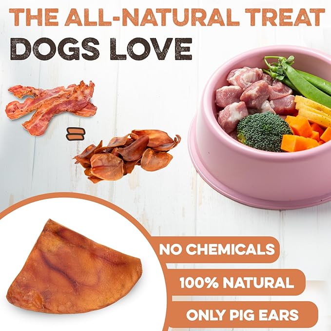 BRUTUS & BARNABY Pig Ear Halves for Dogs, 15 Ct. – All-Natural Single Ingredient Dog Chews, Slow Cooked & Fully Digestible Rawhide Alternative