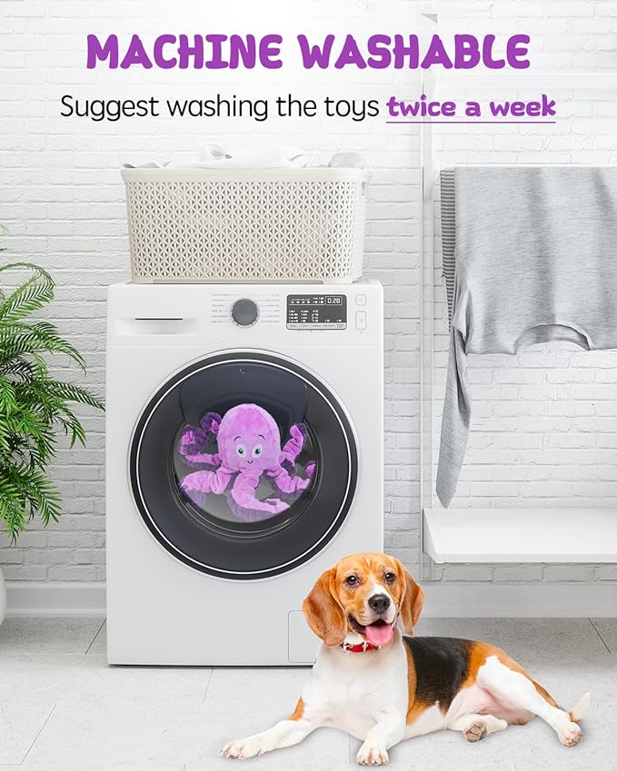 Dog Toys Squeaky, Interactive Plush Stuffed Octopus Tug of War Toy, Puppy Teething Pet Toy for Small Medium Large Dogs to Keep Them Busy