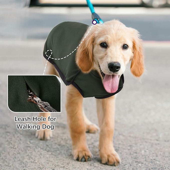 ROZKITCH Dog Winter Coat Soft Pullover Pajamas, Pet Windproof Warm Cold Weather Jacket Vest Cozy Jumpsuit Apparel Outfit Clothes for Walking Hiking Travel Sleep Green S