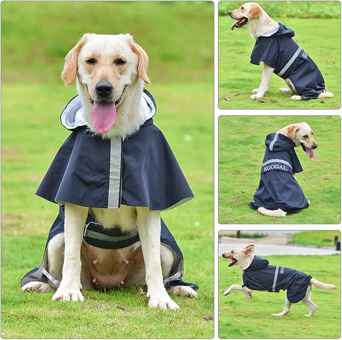 Pet Large Dog Raincoat Apparel Poncho Waterproof for Medium Large Sized for Dog Rain Coat Clothes (Navy Blue, 5XL)