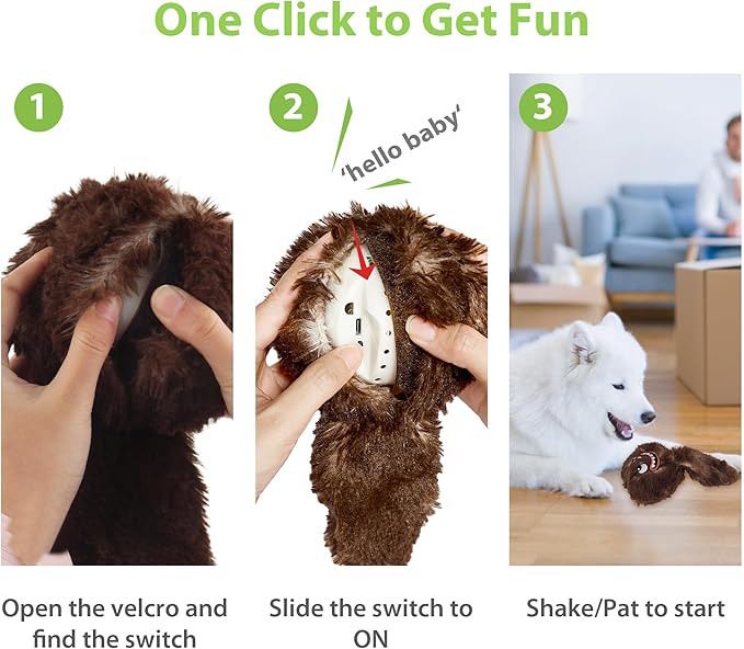 PETGEEK Interactive Dog Ball, Vibrating Dog Ball for with Music and Recording, Enrichment Toys for Dogs to Keep Them Busy, USB-C Rechargeable Squeaky Toys Small/Medium/Large Dogs(Brown)