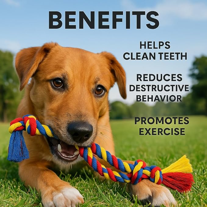 Dog Rope Toys Heavy Chew Toys for Medium & Large Breed Dogs – Durable Rope Toy Set for Teething, Chewing, and Interactive Play(Set of 7 Toys)