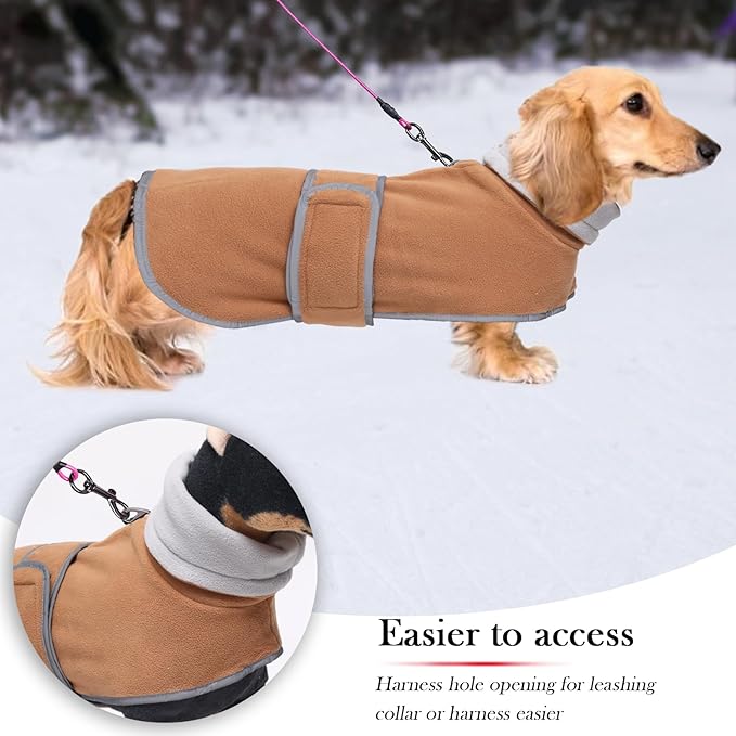 Geyecete Dachshund Sweaters for Dogs Jacket,Dachshund Coat Perfect Dog Winter Coat with Padded Fleece Lining,high Collar,Dog Snowsuit-Brown-XS
