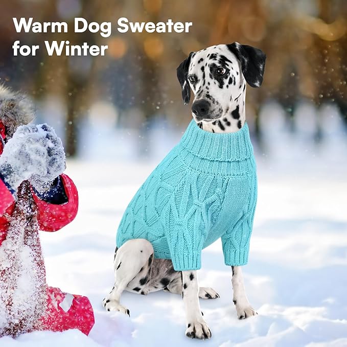 Queenmore Dog Sweaters for Large Dogs Girls Boys,Warm Pullover Extra Large Dog Sweater,Dogs Christmas Sweaters,Classic Turtleneck Thick Clothes for Extra Large Pets, Pitbull, Boxer(Lake Blue,XL)