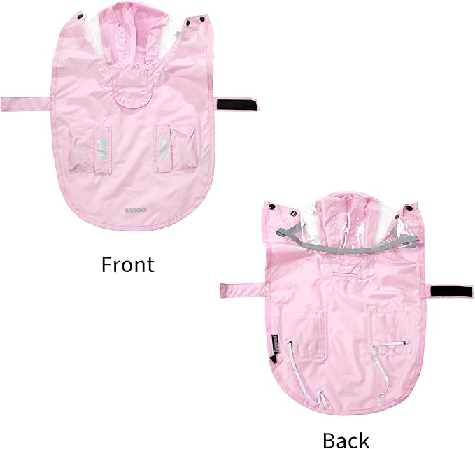 Waterproof Dog Raincoat, Adjustable Reflective Lightweight Pet Rain Clothes with Poncho Hood (Light Pink, XX-Large)