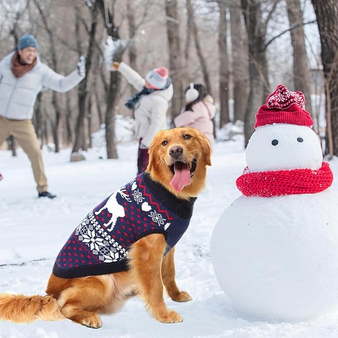 SCENEREAL Dog Sweater for Large Sized Dogs Girl Boy, Turtleneck Pullover Winter Puppy Clothes, Christmas Outfits, Pet Sweatshirt Apparel Knitwear for Golden Retriever, Labrador, Rottweiler, L