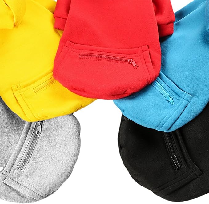 Jecikelon Winter Dog Hoodie Sweatshirts with Pockets Warm Clothes for Small Dogs Chihuahua Coat Puppy Custume Clothing (Large, Y02-Blue)