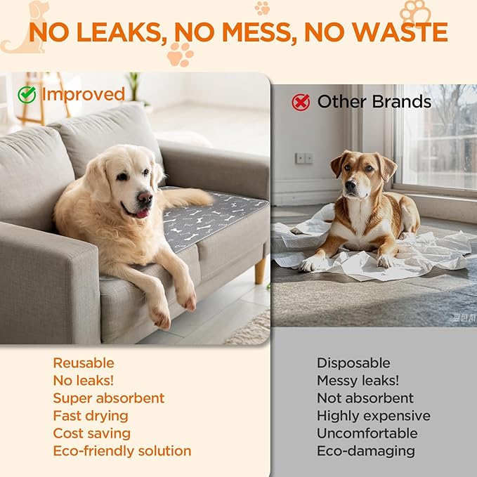 Washable Pee Pads for Dogs,2 Pack 48"x60" Reusable Puppy Training Pads, Ultra-Absorbent and Leak-Proof Whelping Pads , Extra Large Potty Playpen Mat for Incontinence, Housebreak, Crate