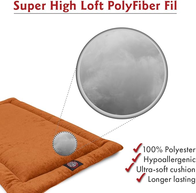 Majestic Pet Dog Crate Mat - Machine Washable Soft Plush Pet Bed Pad for Crates & Kennels | USA Crafted | 24"x18" Villa Orange