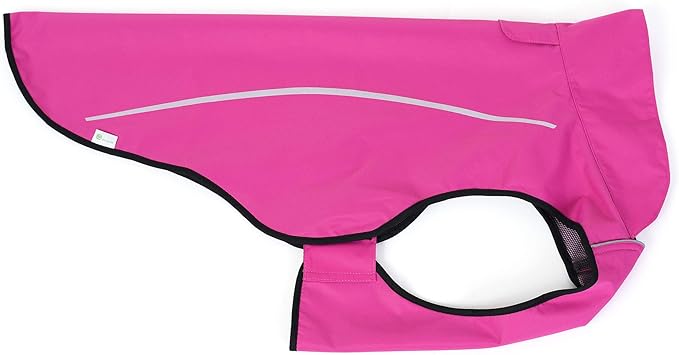 Mile High Life Dog Raincoat, Adjustable Waterproof Reflective Rain Jacket for Small Medium Large Dogs, Lightweight Breathable Pet Rain Coat with Leash Hole(Hot Pink,L Chest 32-40")