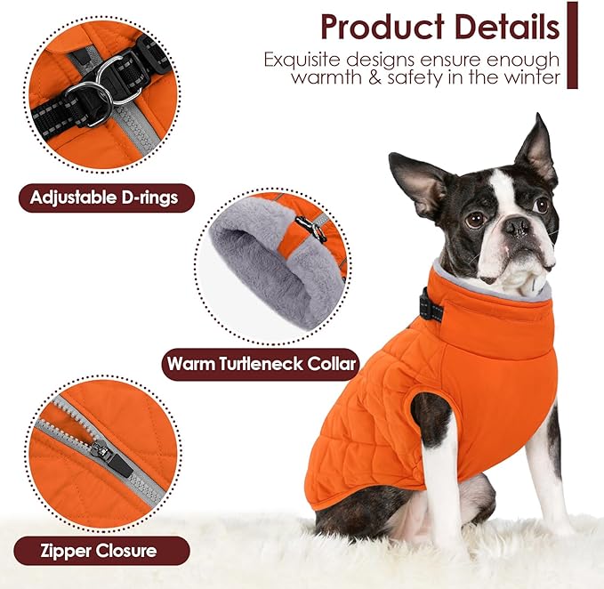 AOFITEE Winter Jacket for Extra Large Dogs, Warm Turtleneck Dog Coat with Back Zipper, Waterproof Dog Puffer Coat for Large Dogs, Pet Snowsuit Warm Snowsuit for German Shepherd, Weimar, Doberman