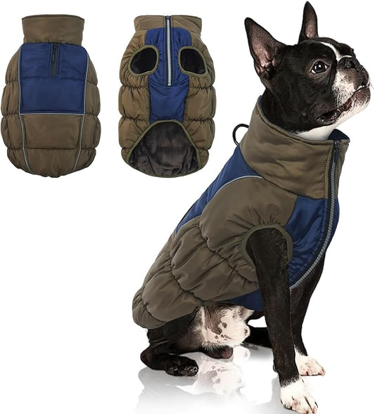 IECOii Windproof Waterproof Dog Coat - Thick Fleece Vest With Zipper, Snow Jacket For Large Dogs